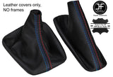 BLACK & TRI STITCH FITS BMW 5 Series E60 E61 03-07 LEATHER GEAR HANDBRAKE