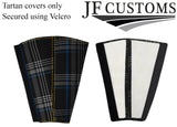 YELLOW STITCH BLUE TARTAN 2X SEAT BELT TALL COVERS FITS VW CADDY MK3 2K 05-15