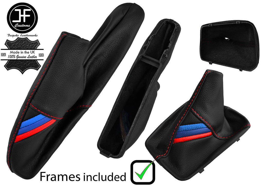 RED STITCH TRI STRIPE LEATHER MANUAL GEAR & HANDBRAKE+PLASTIC FRAME FOR BMW Z3
