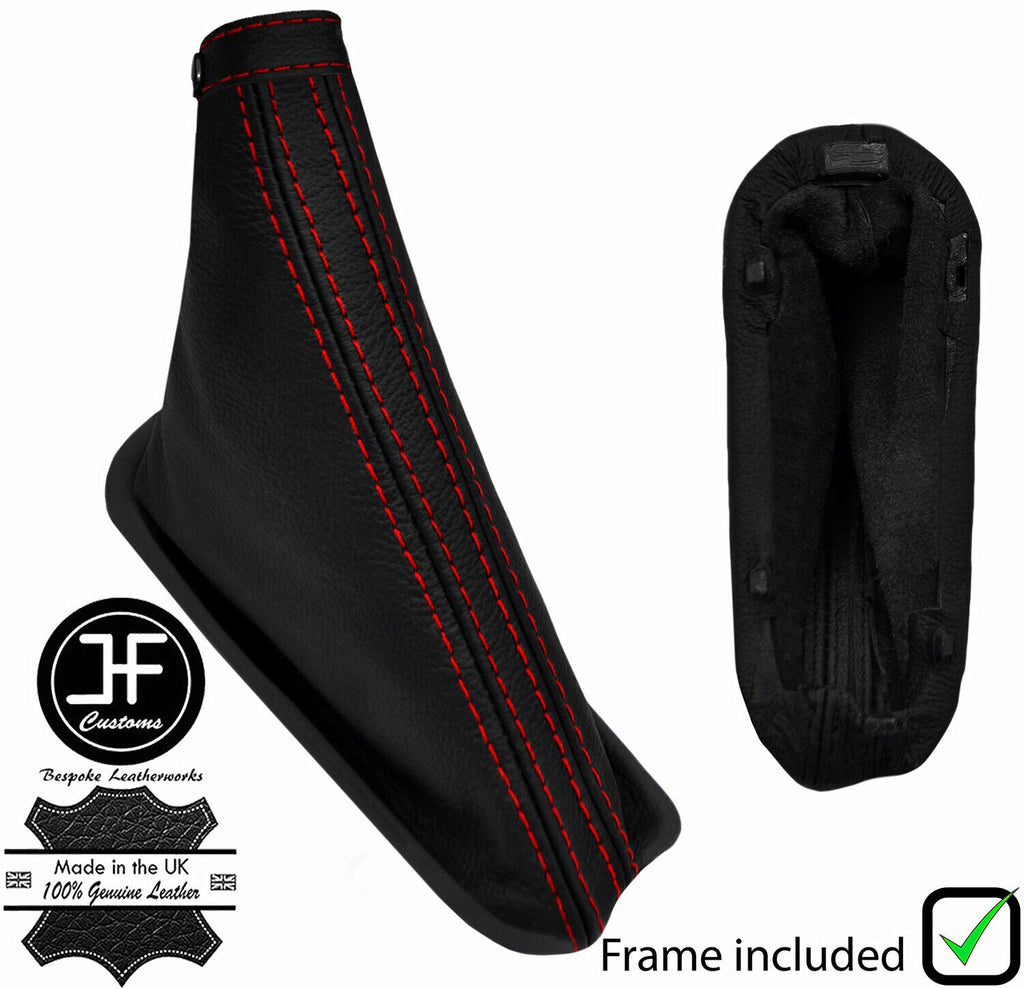RED STITCH LEATHER HANDBRAKE GAITER+PLASTIC FRAME FOR FIAT MULTIPLA 1999-2011