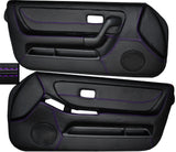PURPLE STITCH 2X FRONT FULL DOOR CARD SKIN COVERS FITS NISSAN SKYLINE R33 93-98