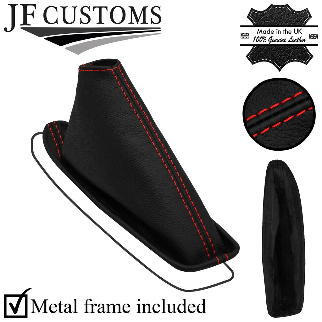 RED STITCHING LEATHER HANDBRAKE GAITER+METAL FRAME FOR TOYOTA SCION iQ 08-15