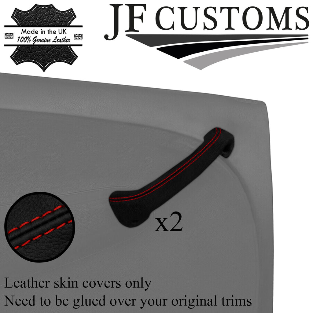 D RED STITCH LEATHER 2X REAR DOOR HANDLE COVER FOR ROVER 45 MG ZS 99-05 JF1