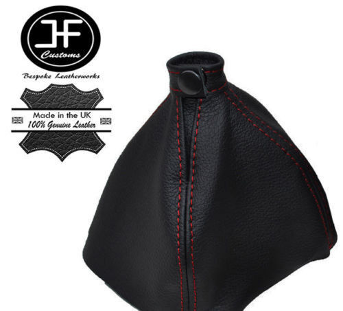 RED STITCHING REAL LEATHER GEAR GAITER FITS LANCIA DELTA III 2008-2014
