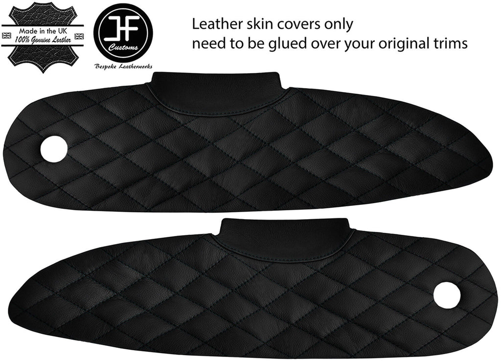 BLACK DIAMOND STITCH 2X DOOR CARD TRIM LEATHER COVERS FOR LOTUS ELISE S1 96-01