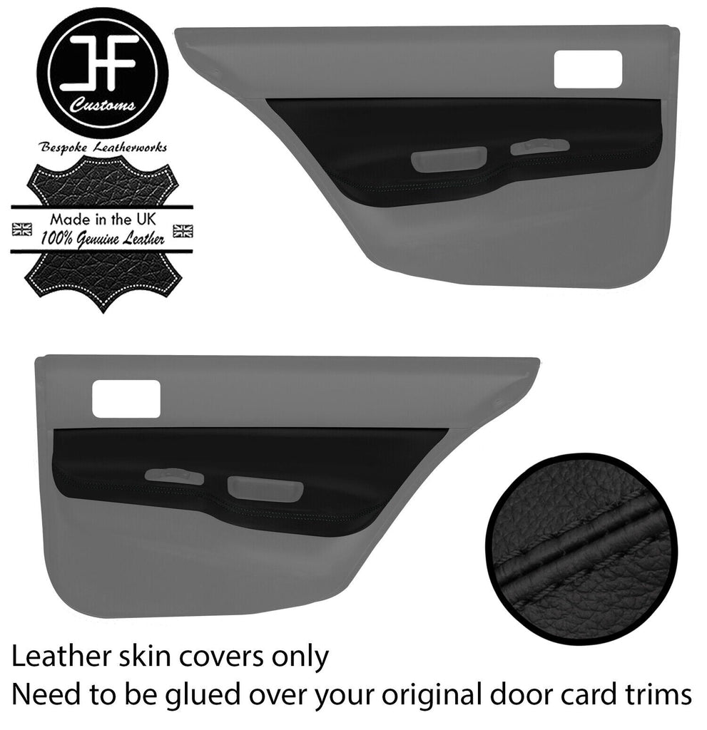 BLACK STITCH 2X REAR DOOR CARD TRIM LEATHER COVERS FOR MITSUBISHI EVO 7 8 9 JF1