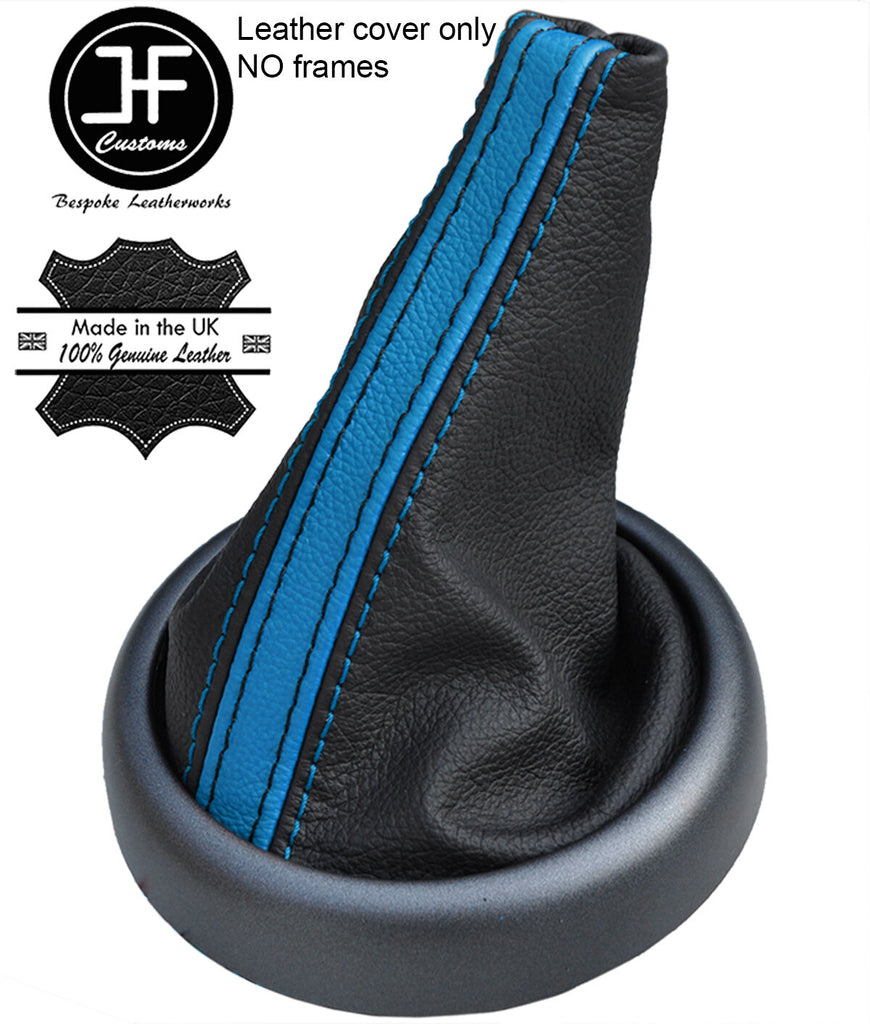 BLACK BLUE STRIPE TOP GRAIN LEATHER GEAR GAITER FOR BMW MINI R50 R52 R53 01-06