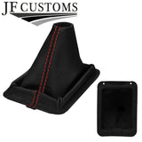 RED STITCH LEATHER GEAR HANDBRAKE GAITERS+FRAMES FOR FORD CAPRI MK2 MK3 78-86