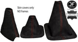 RED STITCH REAL SUEDE 3X GAITER SET FITS LAND ROVER DISCOVERY D200 D300 95-04