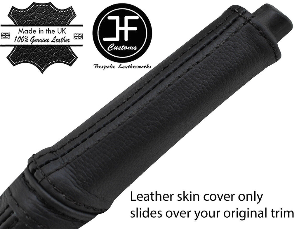 BLACK STITCHING REAL LEATHER HANDBRAKE HANDLE COVER FITS FIAT DOBLO 2010-2015