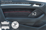 RED STITCH 2X FRONT DOOR CARD TRIM SUEDE COVERS FOR AUDI A3 8V 13-18 3 DOOR