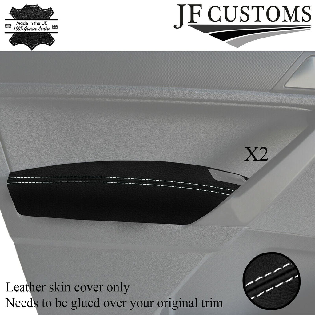 WHITE STITCH 2X FRONT DOOR ARMREST LEATHER COVERS FOR VW CADDY MK4 15-20