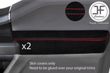 RED STITCH 2X FRONT DOOR CARD TRIM SUEDE COVER FOR FORD F-150 F150 15-19