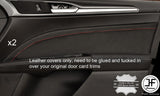RED  STITCH 2X FRONT DOOR CARD TRIM LEATHER COVERS FITS FORD MONDEO MK5 14-17