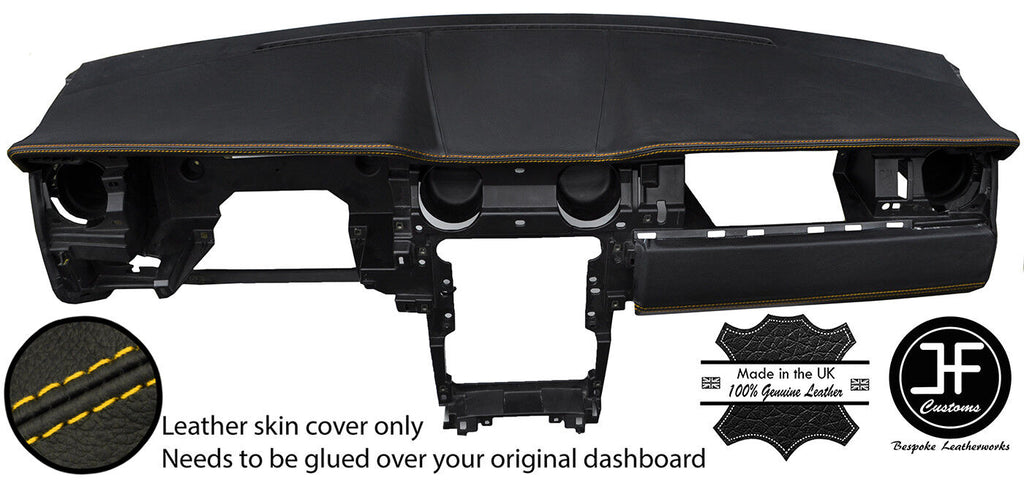 YELLOW STITCH DASH DASHBOARD REAL LEATHER COVER FITS FORD MUSTANG 2005-2009