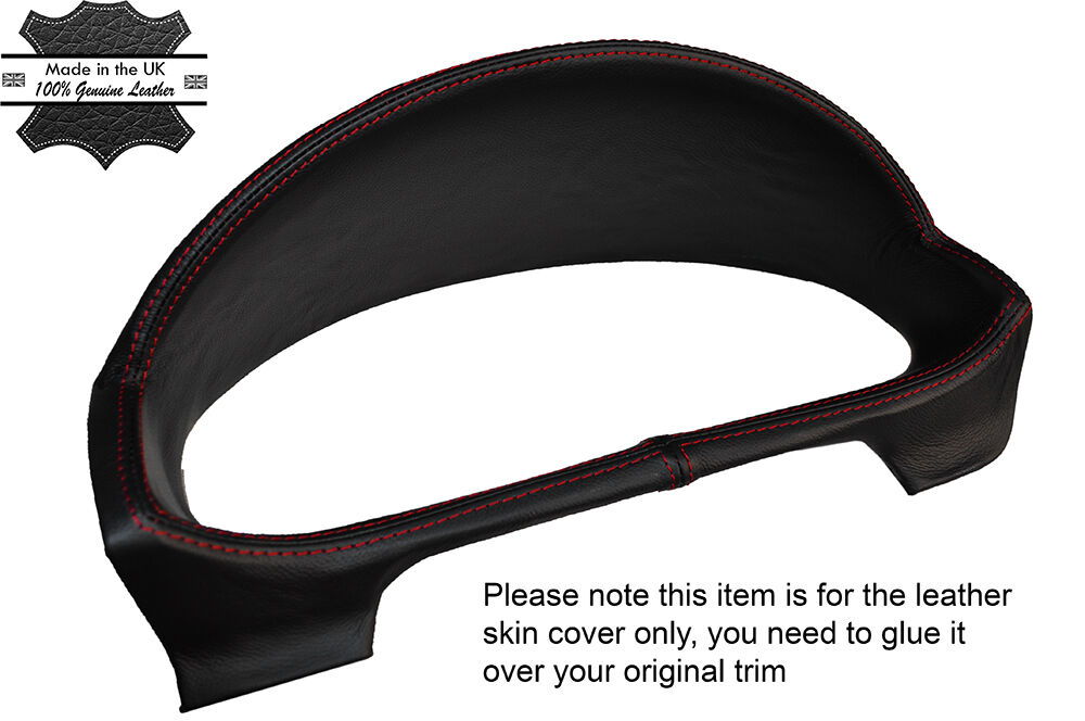 RED STITCH SPEEDO SURROUND LEATHER SKIN COVER FITS MAZDA 2 2002-2007 CUSTOM NEW