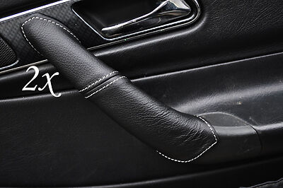 WHITE STITCHING FITS  MERCEDES SLK R170 1996-2003 2X DOOR HANDLE LEATHER COVERS