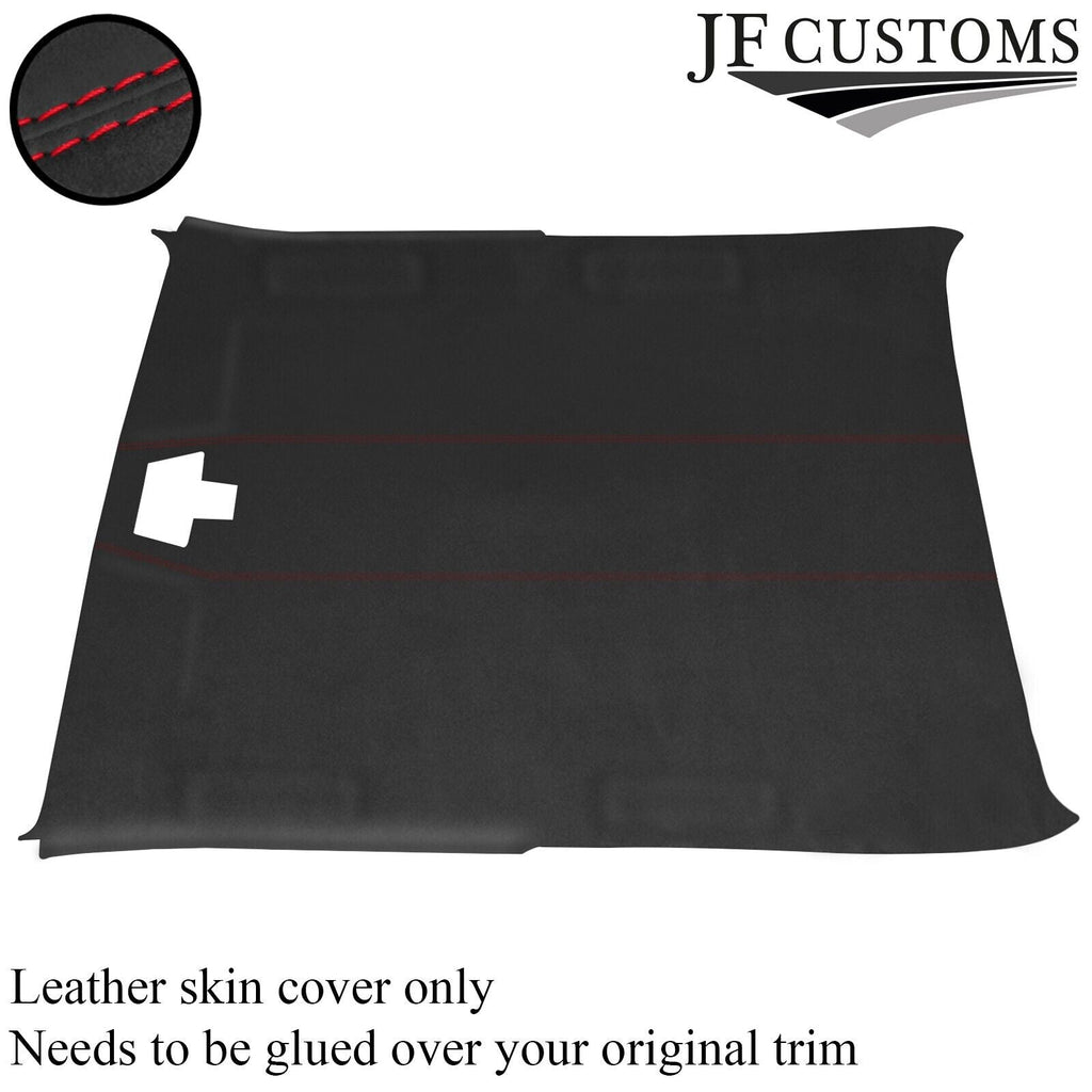 RED STITCH LUXE SUEDE D GREY HEADLINER COVER FITS FORD SIERRA COSWORTH 3 DR
