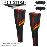 RED STITCH GERMAN STRIPE 2X SEAT BELT LONG COVERS FOR VW AMAROK 2010-2020