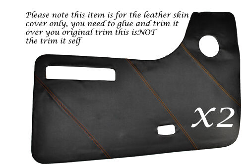 ORANGE STITCH 2X DOOR CARDS LEATHER SKIN COVERS FITS VW T2 WESTFALIA CAMPER