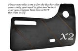 ORANGE STITCH 2X DOOR CARDS LEATHER SKIN COVERS FITS VW T2 WESTFALIA CAMPER