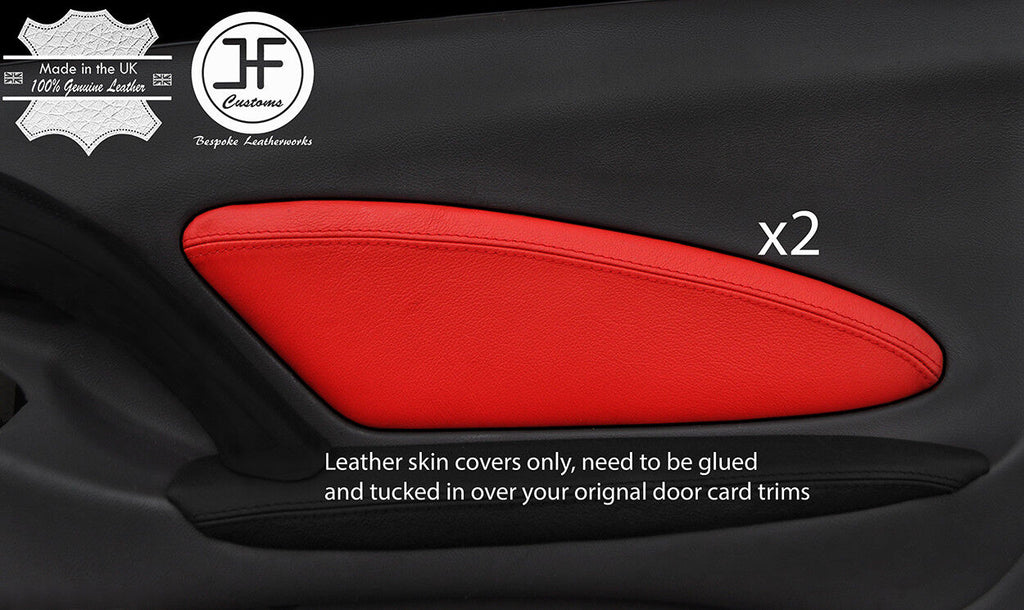 RED REAL LEATHER 2X FRONT DOOR CARD TRIM COVERS FITS TOYOTA CELICA MK7 99-05