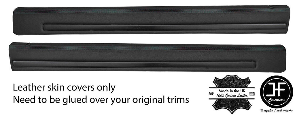 BLACK STITCH 2X FRONT DOOR CAPPING LEATHER COVERS FITS FORD ESCORT MK3 3 DOOR