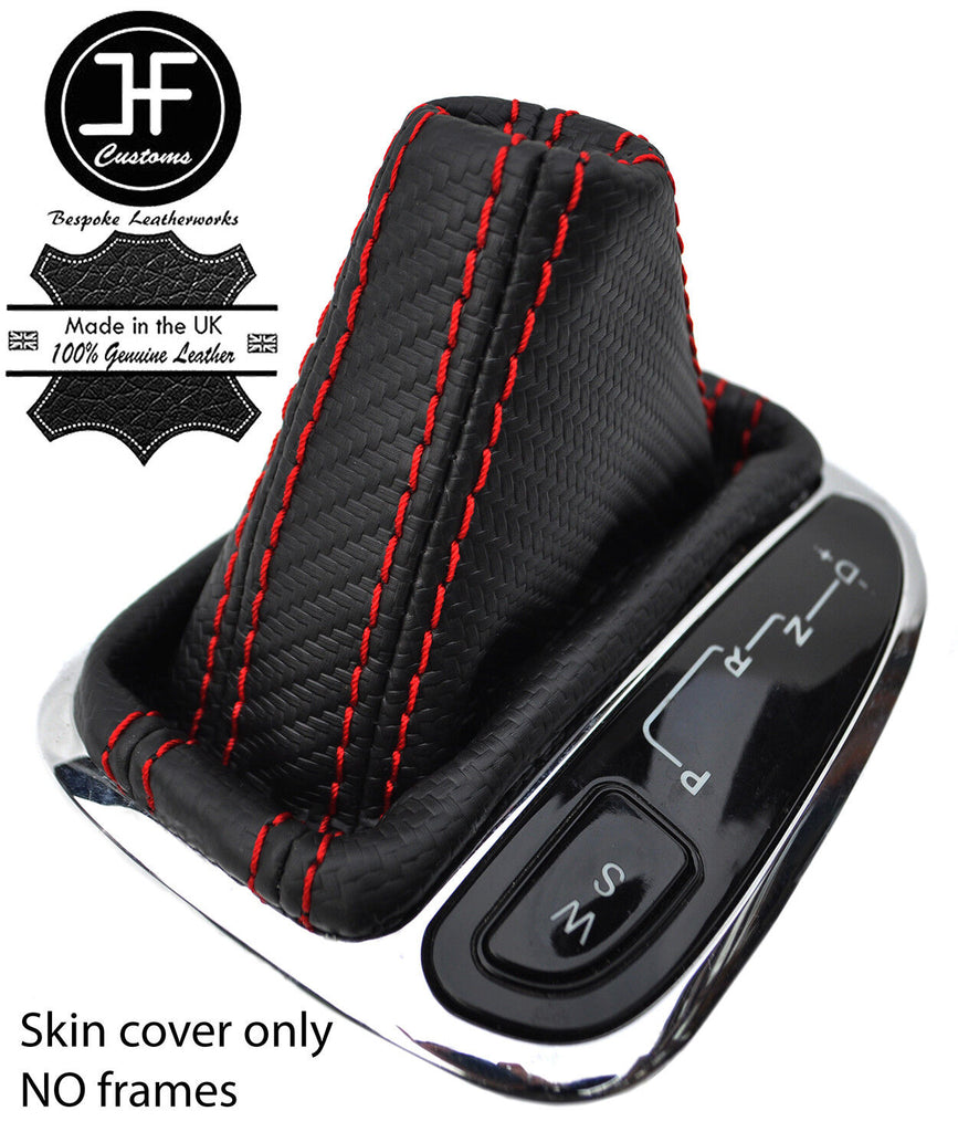 RED STITCH CARBON VINYL AUTOMATIC GEAR GAITER FOR MERCEDES C CLASS W203 00-07