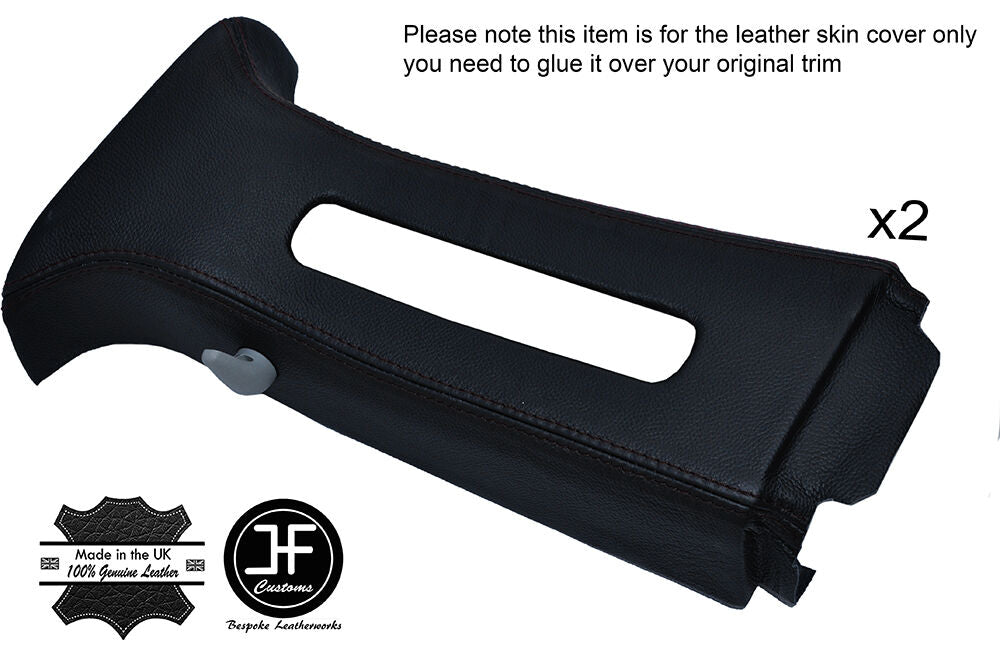 BLACK STITCH 2X B PILLAR LEATHER COVERS FITS CHRYSLER 300C CRD TOURING 06-11