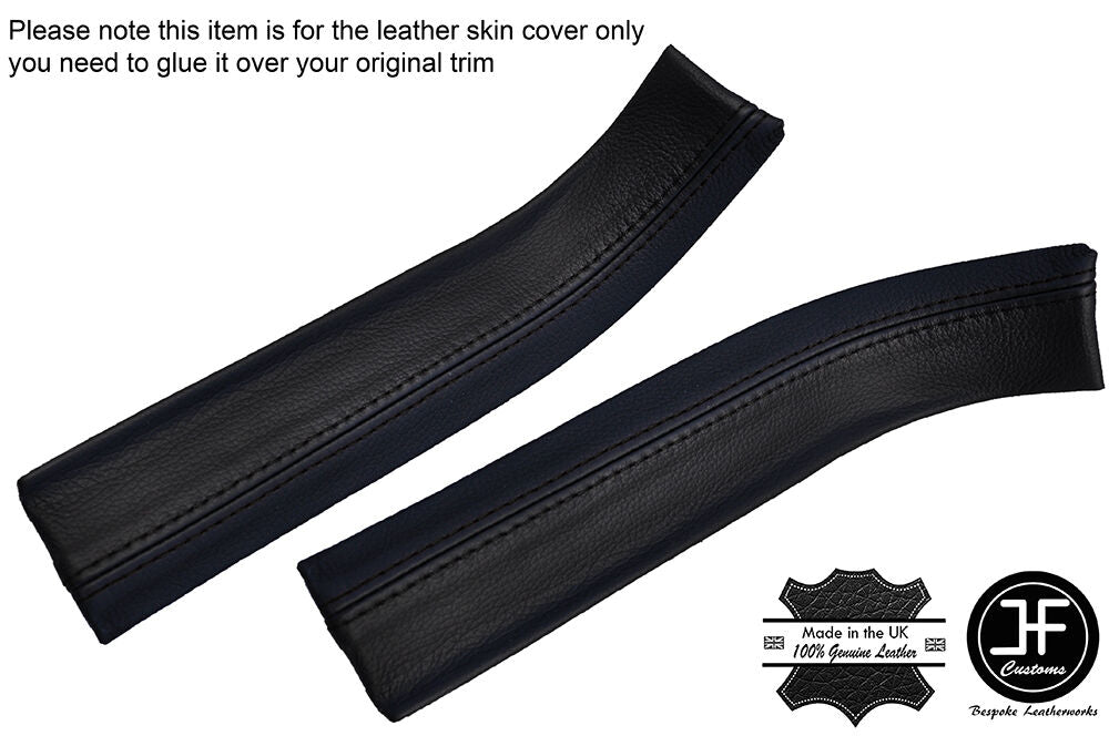 BLACK STITCHING 2X FRONT DOOR SILL TRIM LEATHER COVERS FITS CORVETTE C6 05-13