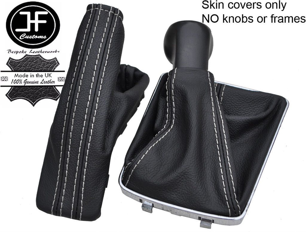WHITE STITCH TOP GRAIN LEATHER GAITER SET FITS VAUXHALL OPEL ASTRA MK5 H 04-09