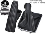 WHITE STITCH TOP GRAIN LEATHER GAITER SET FITS VAUXHALL OPEL ASTRA MK5 H 04-09