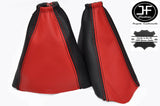 RED & BLACK FITS FORD FOCUS MK1 1998-2004 GEAR HANDBRAKE GAITER REAL LEATHER
