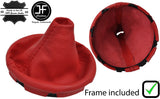RED LEATHER GEAR GAITER + PLASTIC FRAME FOR VW T5 TRANSPORTER CARAVELLE