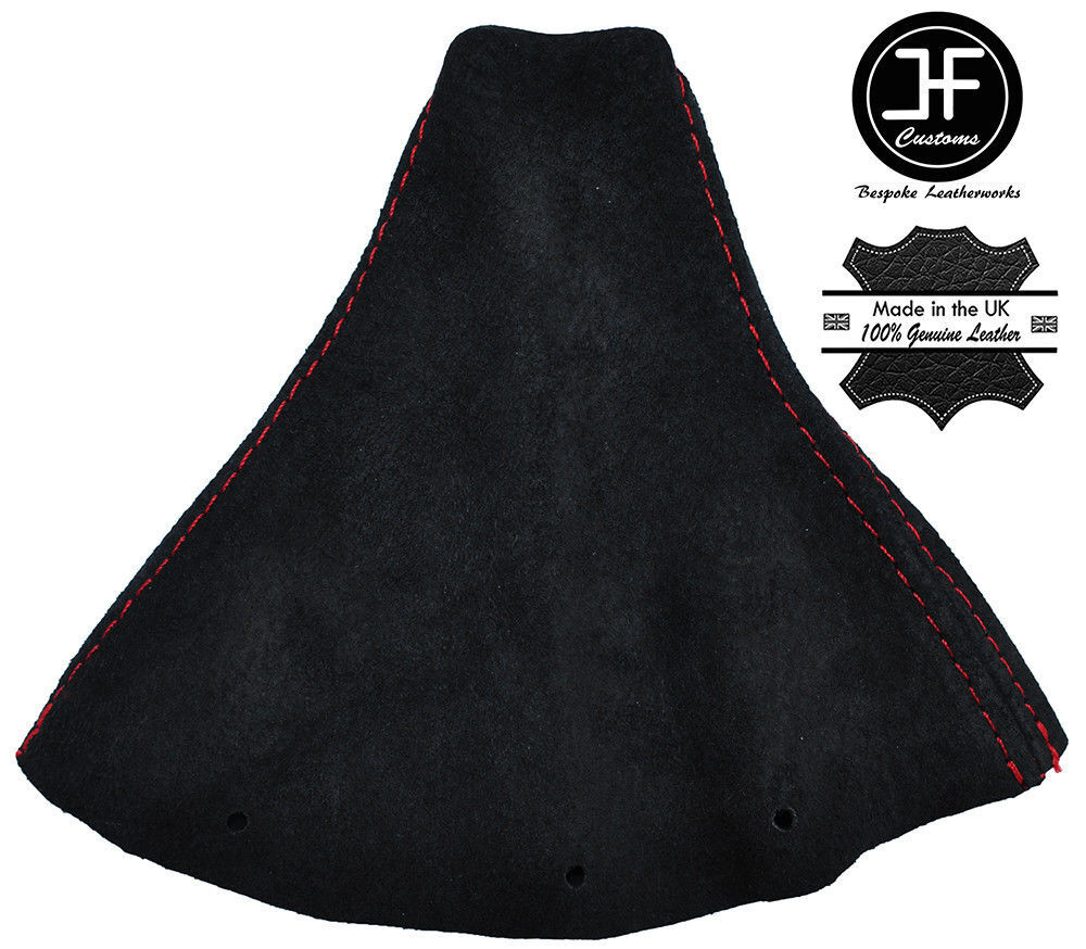 RED STITCH FITS AUDI TT COUPE 1996-2002 BLACK SUEDE GEAR GAITER COVER CUSTOM NEW