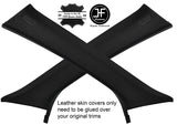 BLACK STITCH 2X A POST PILLAR REAL LEATHER COVERS FITS PORSCHE MACAN 2014-2018