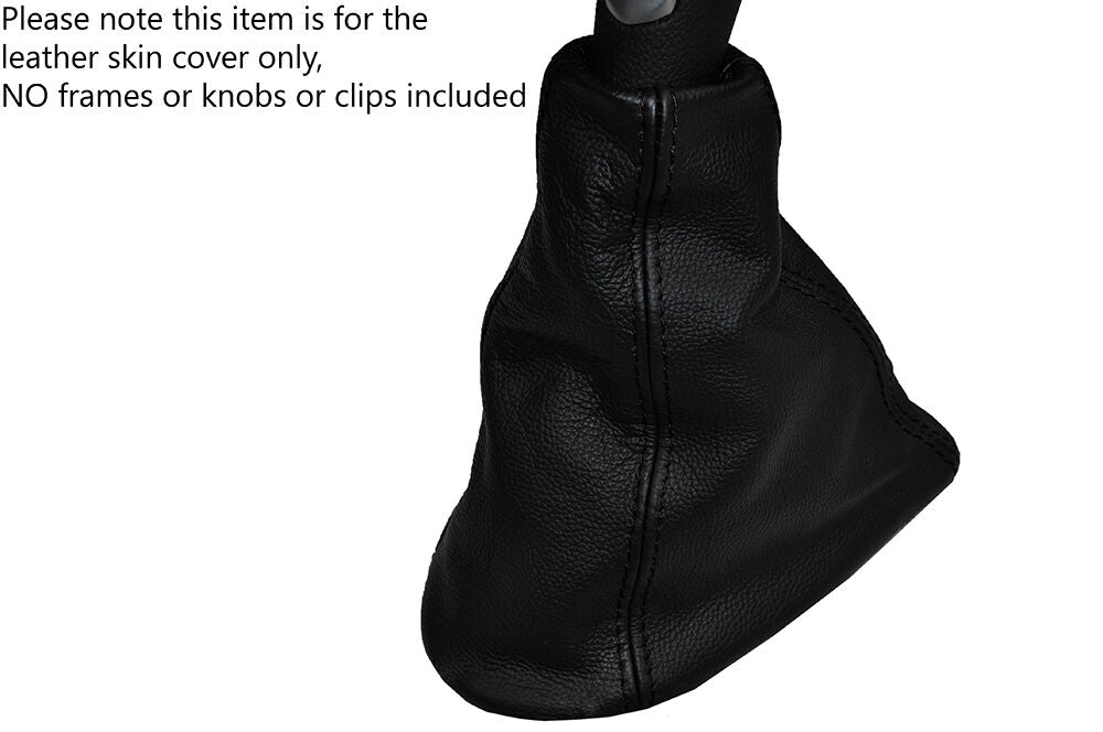 BLACK STITCHING MANUAL LEATHER SKIN GEAR GAITER FITS CHEVROLET SPARK 2010-2015