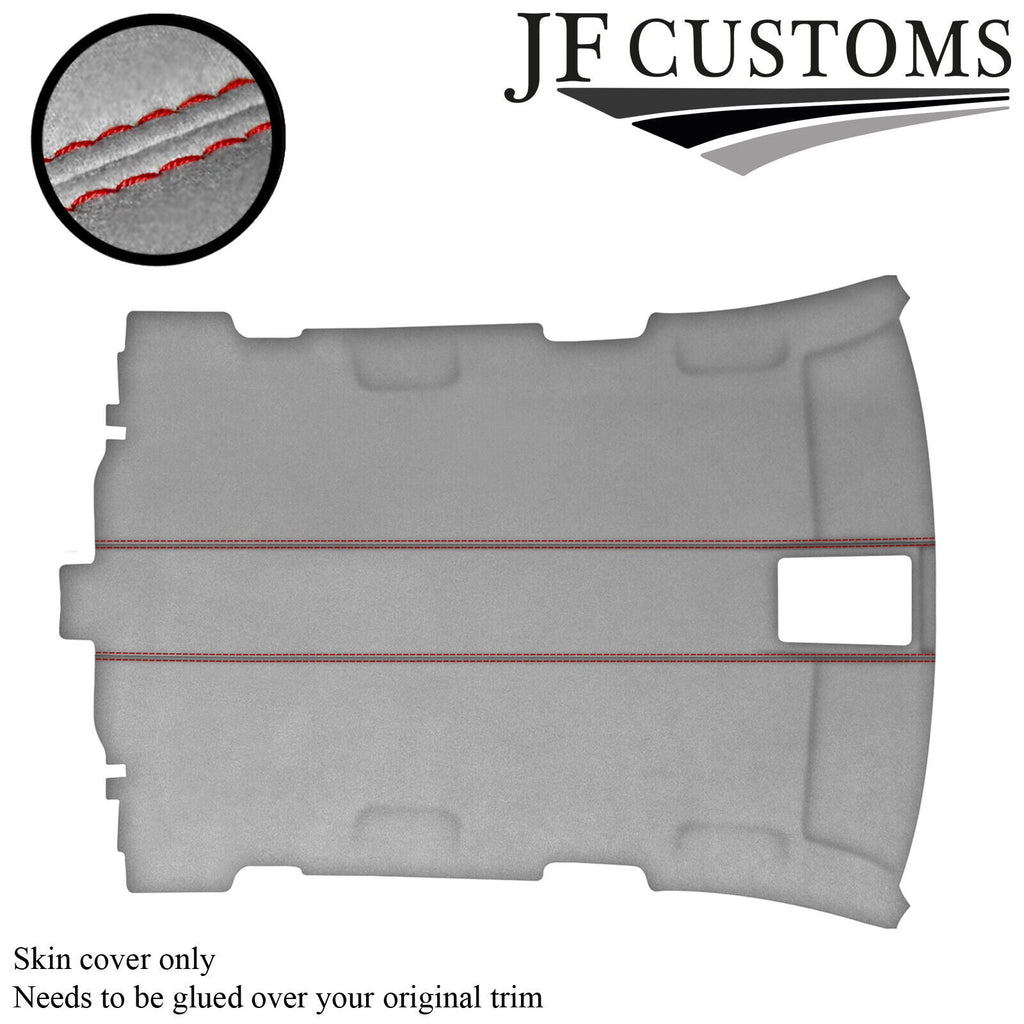 RED STITCH  L GREY SUEDE ROOF HEADLINER COVER FOR AUDI A3 8P 04-12 5 DOOR