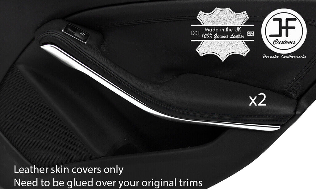 BLACK STITCH 2X REAR DOOR HANDLE ARMREST LEATHER COVERS FOR MERCEDES GLA 14-19