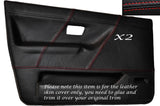 RED STITCH 2X FRONT DOOR CARD SKIN COVERS FITS VW GOLF MK2 II JETTA 83-92 5DR