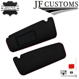 RED CROSS STITCH ITALIAN LEATHER 2X SUN VISOR COVERS FITS BMW E31 90-99