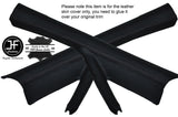 BLACK STITCH 2X A POST PILLAR LEATHER COVERS FITS VAUXHALL OPEL CORSA D 06-14