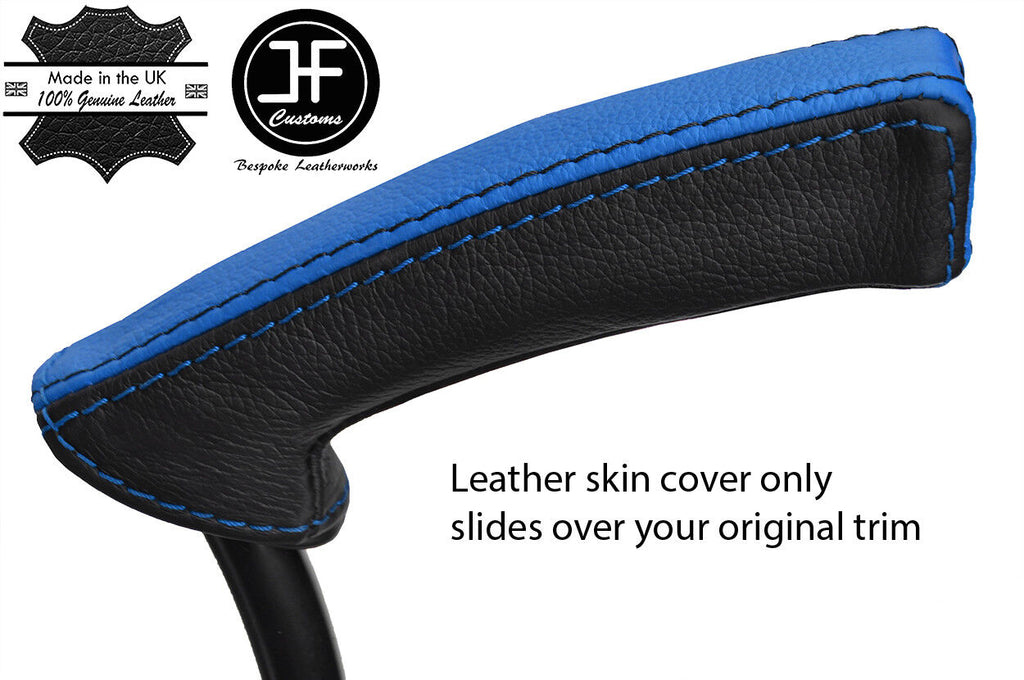 BLACK & BLUE TOP GRAIN LEATHER HANDBRAKE HANDLE COVER FITS SAAB 93 9-3 03-12