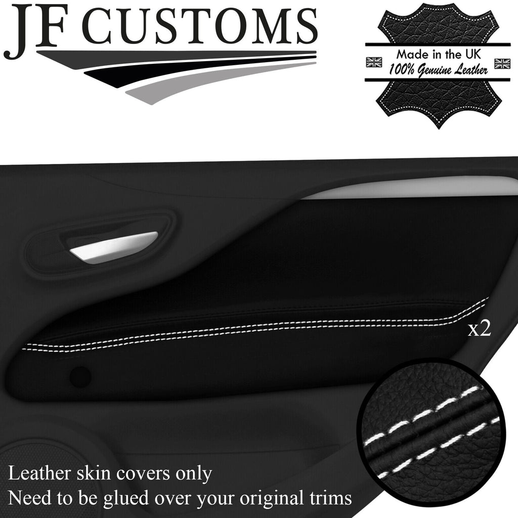WHITE STITCH LTHR 2X REAR DOOR TRIM COVERS FOR FIAT PUNTO GRANDE EVO 5DR 09-15