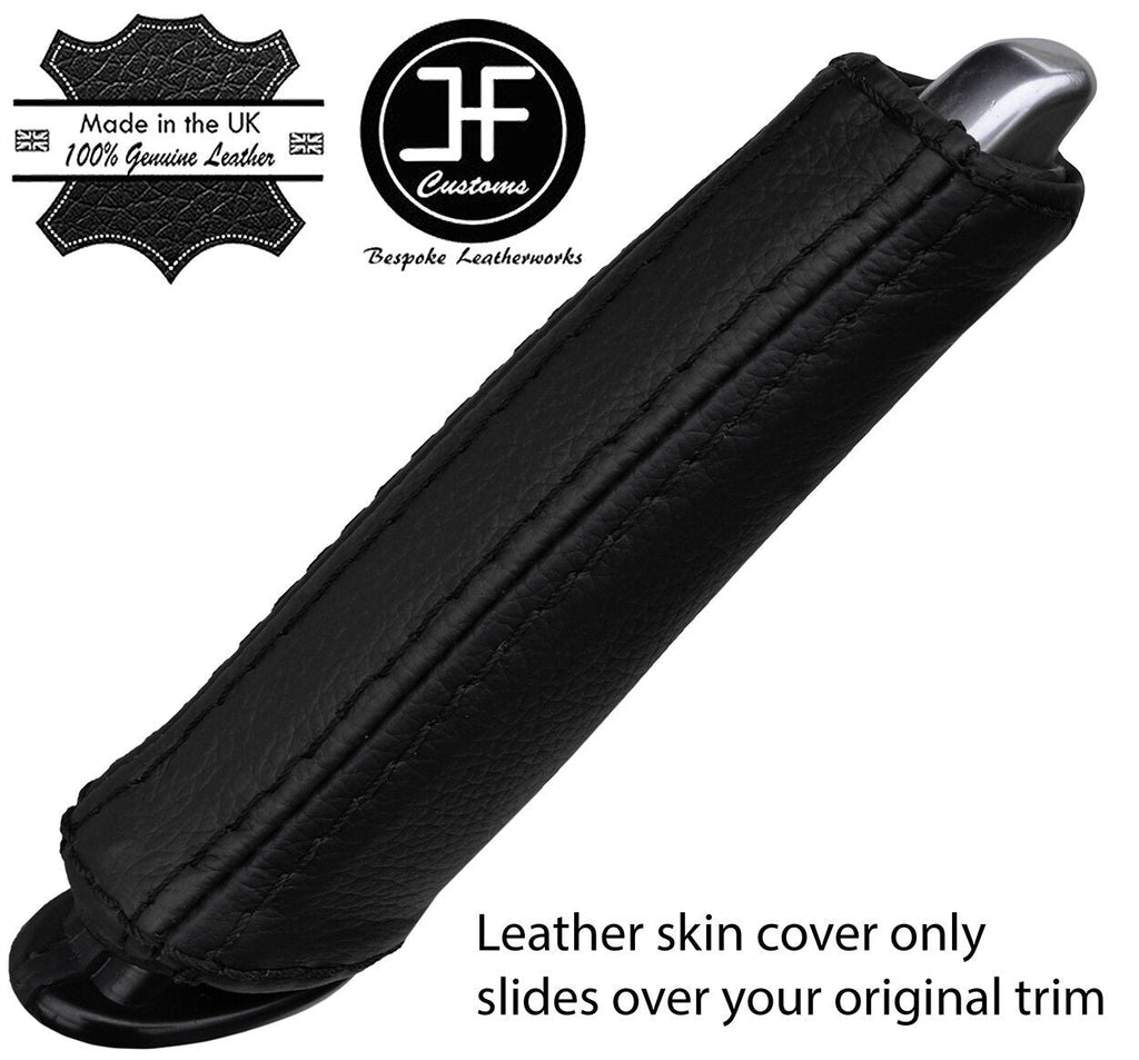 BLACK & BLACK STRIPE REAL LEATHER HANDBRAKE HANDLE COVER FITS PEUGEOT 508 11-17