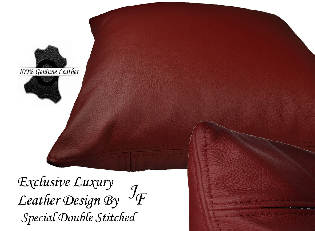1X DARK RED EXCLUSIVE LUXURY GENUINE LEATHER CUSHION DOUBLE STITCHED 20" x 20"