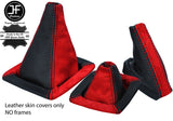 BLACK LEATHER & RED SUEDE GEAR HILOW HANDBRAKE FOR LAND ROVER DISCOVERY 96-04