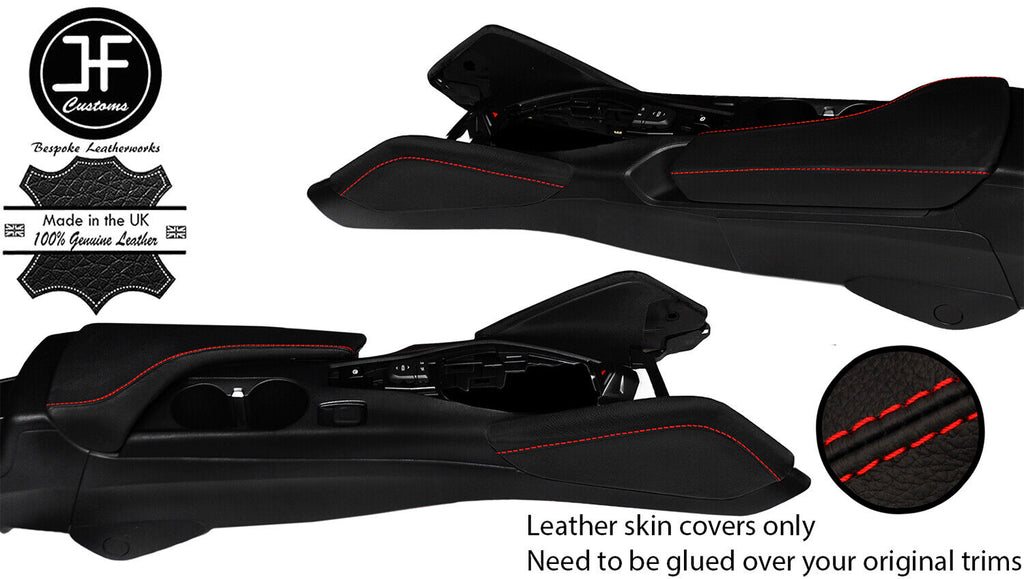 RED STITCH 2X KNEE PAD REAL LEATHER&ARMREST COVERS FOR CHEVROLET CAMARO 16-20