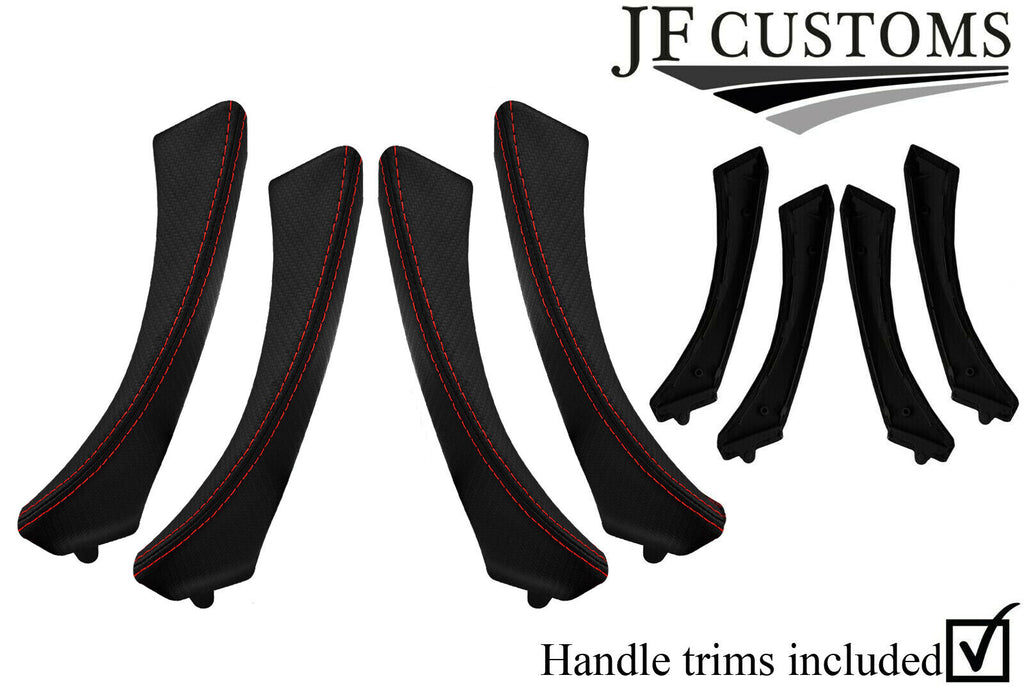 RED CARBON VINYL 4X FRONT REAR DOOR HANDLE TRIM + COVERS FOR BMW E90 E91