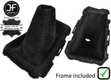 BLACK STITCHING SUEDE GEAR GAITER + PLASTIC FRAME FITS FORD FOCUS MK3 2011-2015